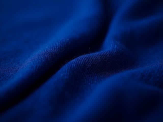 Close-up of a beautifully textured deep blue cashmere sweater